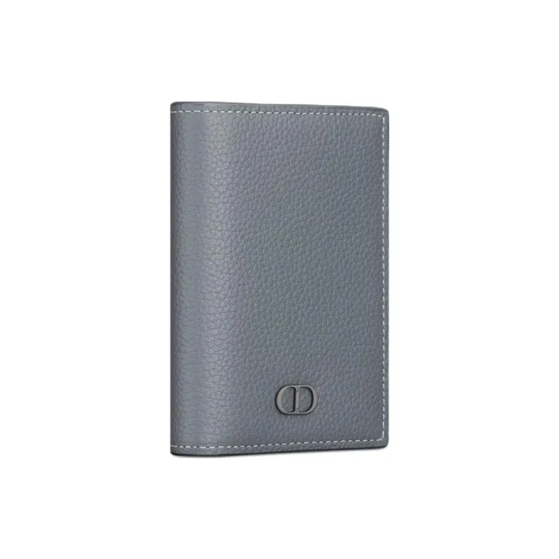 DIOR Smooth Calfskin With Grain Texture Calfskin Card Holder Men's Dark Gray-1