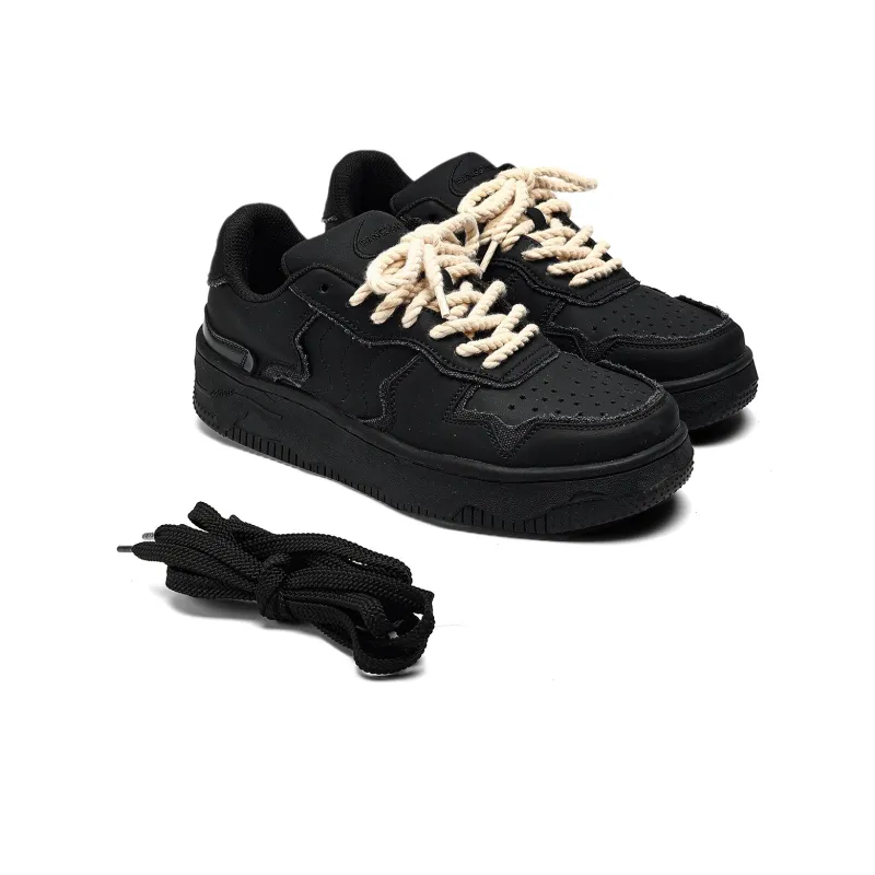 Fang Sanhuo Slip Resistant Water Resistant Cushioned Wear Resistant Low Top Skateboard Shoes Unisex Black-2
