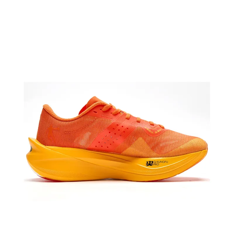QIAODAN Flying Shadow PB4.0 Cushioned Slip Resistant Abrasion Resistant Low Top Running Shoes Men's Dragon Flame Orange-1