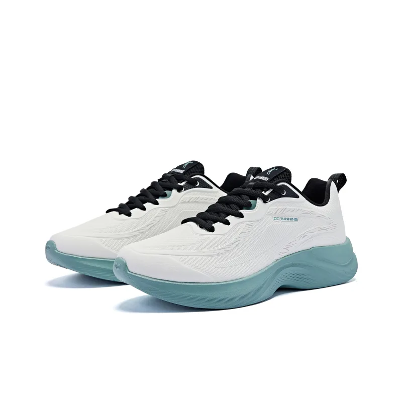QIAODAN Cushioning, Abrasion Resistant, And Waterproof Low Top Running Shoes Men's White Green-2