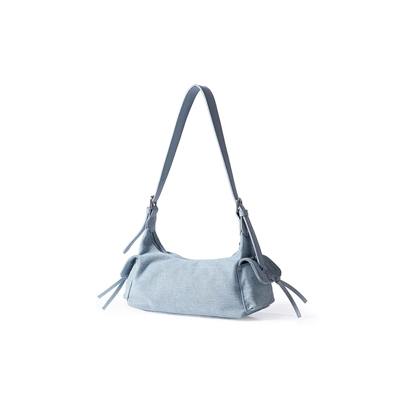 Dubaolu Fabric Shoulder Bag Women's Light Blue/Dark Blue-6