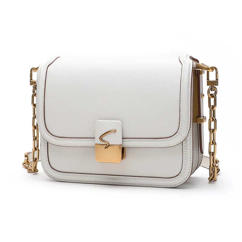 Satchi Cow Leather Shoulder Bag Regular Women's Khaki/Yellow Brown/White-15