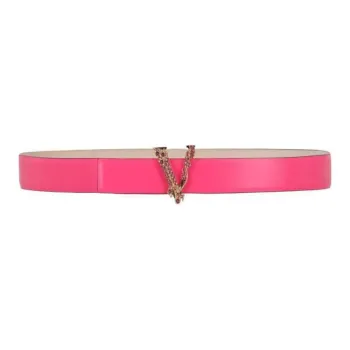 VERSACE Solid Color Design Smooth Buckle Calfskin Leather Belts Women's Pink