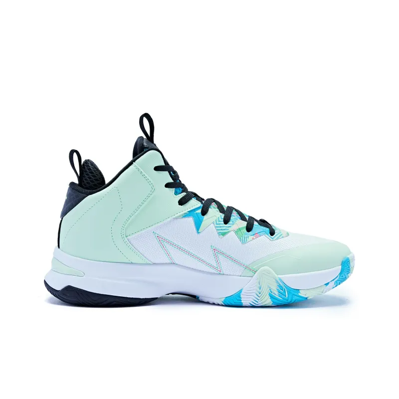QIAODAN Durable Breathable Mid Top Basketball Shoes Men's Teal-1