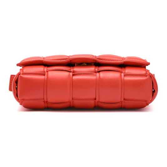 Bottega Veneta Padded Cassette Lambskin Shoulder Bag, Crossbody Bag Trumpets Women's Orange-6