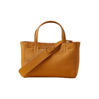 TTaG．baG Top Grain Cow Leather Shoulder Bag, Crossbody Bag, Handbag Women's Chick Yellow/Sesame/White