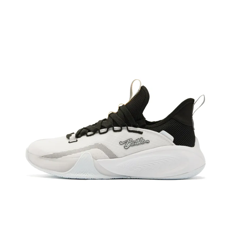 QIAODAN Cushioning Anti Slip And Wear Resistant Low Top Basketball Shoes Men's Black White-0