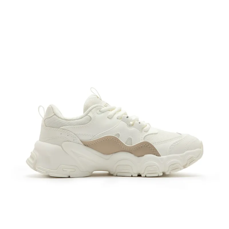 361° Cushioned Wear-Resistant Lightweight Low-Top Running Shoes Women's White Brown-1