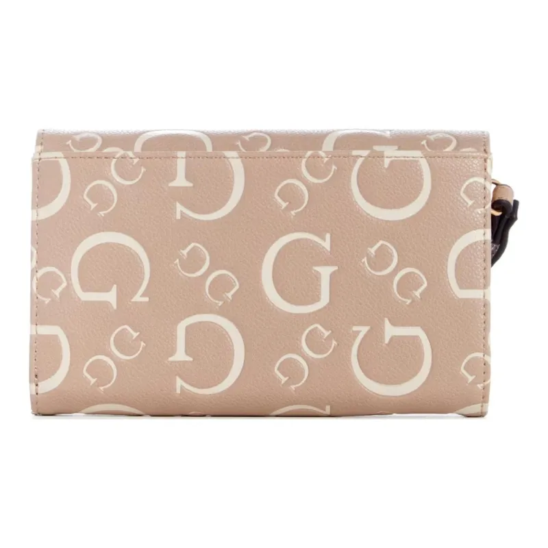 GUESS Artificial Leather Cell Phone Pouch Clutch Women's Beige-1