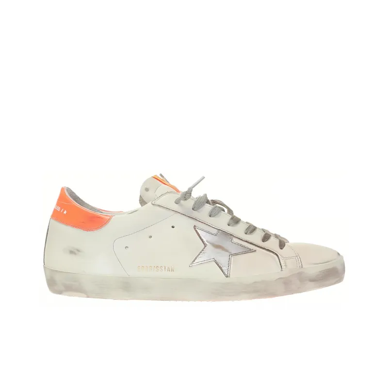 Golden Goose Super Star Low Top Skateboard Shoes Men's White Orange-1
