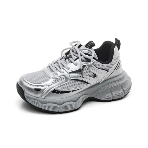 HUANQIU Chunky Sneakers Women's Low-Top Gray