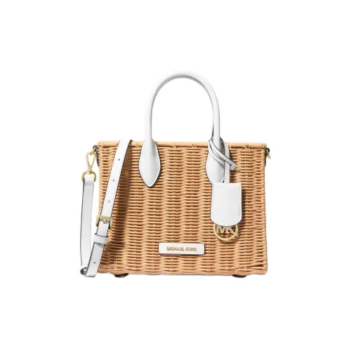 MICHAEL KORS Mirella Plant Material Handbag, Shoulder Bag, Crossbody Bag Small Size Women's Natural & White