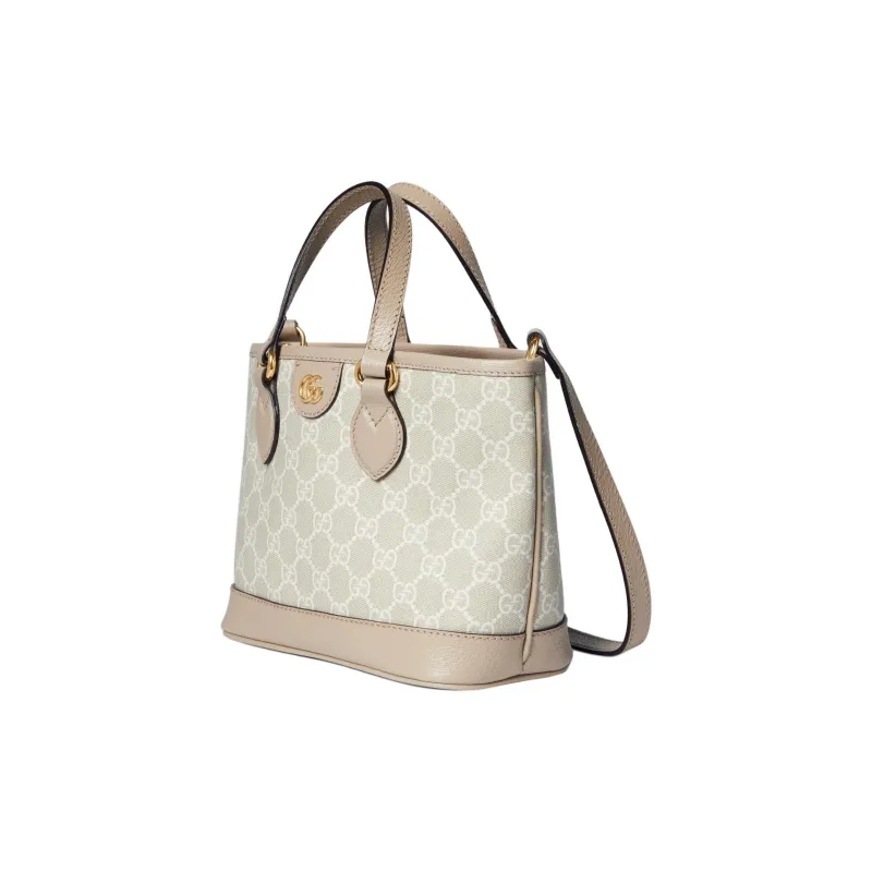 GUCCI Ophidia Canvas With Leather Trim Shoulder Bag, Crossbody Bag, Handbag Mini Women's Beige & White-2
