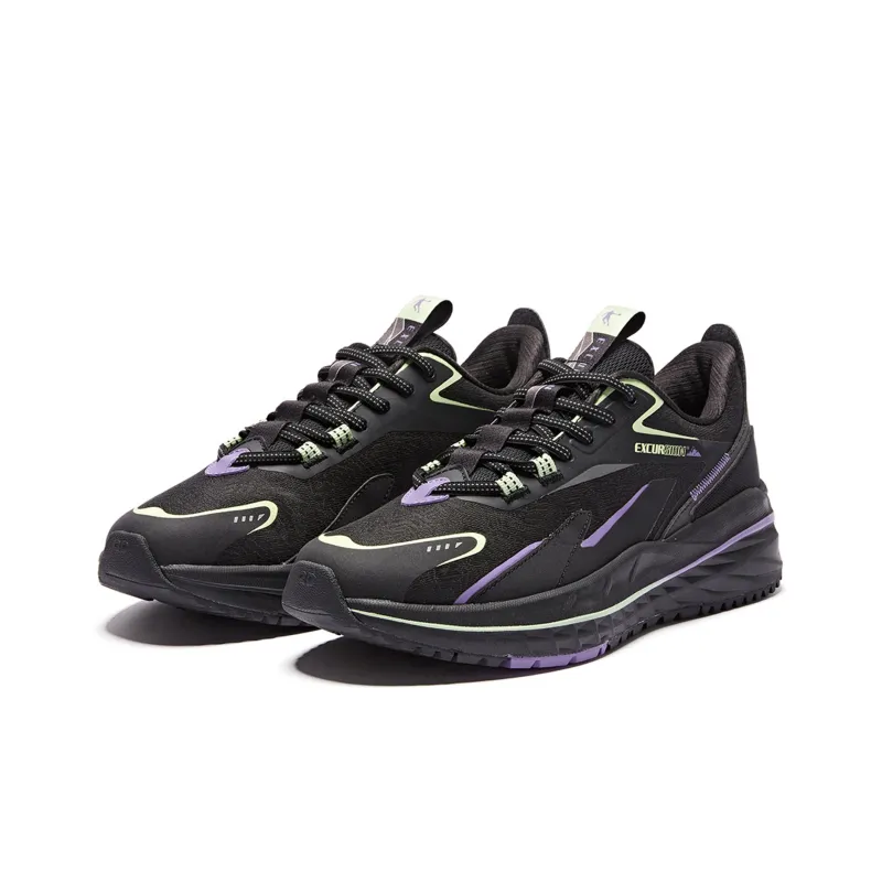 QIAODAN Cushioning Anti Slip And Wear Resistant Low Top Running Shoes Men's Black Purple-2