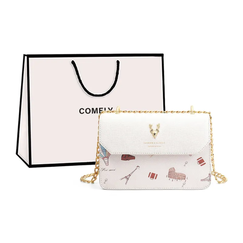 COMELY Cow Leather Patchwork Synthetic Leather Small Square Bag Shoulder Bag Crossbody Bag Regular Women's Pink/Ecru-4