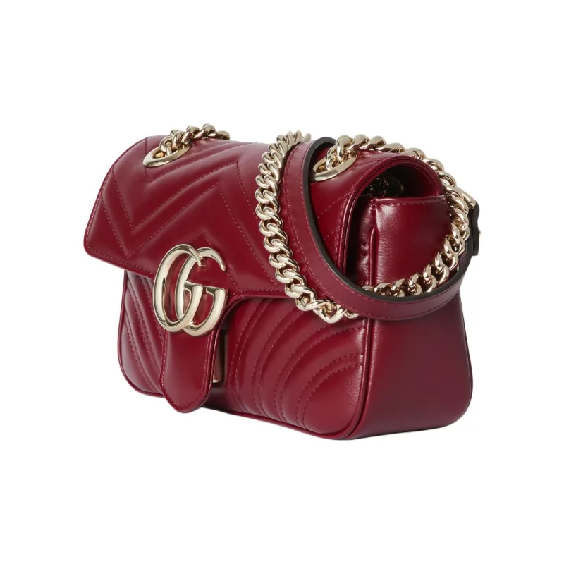 GUCCI GG Marmont Leather Crossbody Bag, Shoulder Bag Women's Burgundy-1