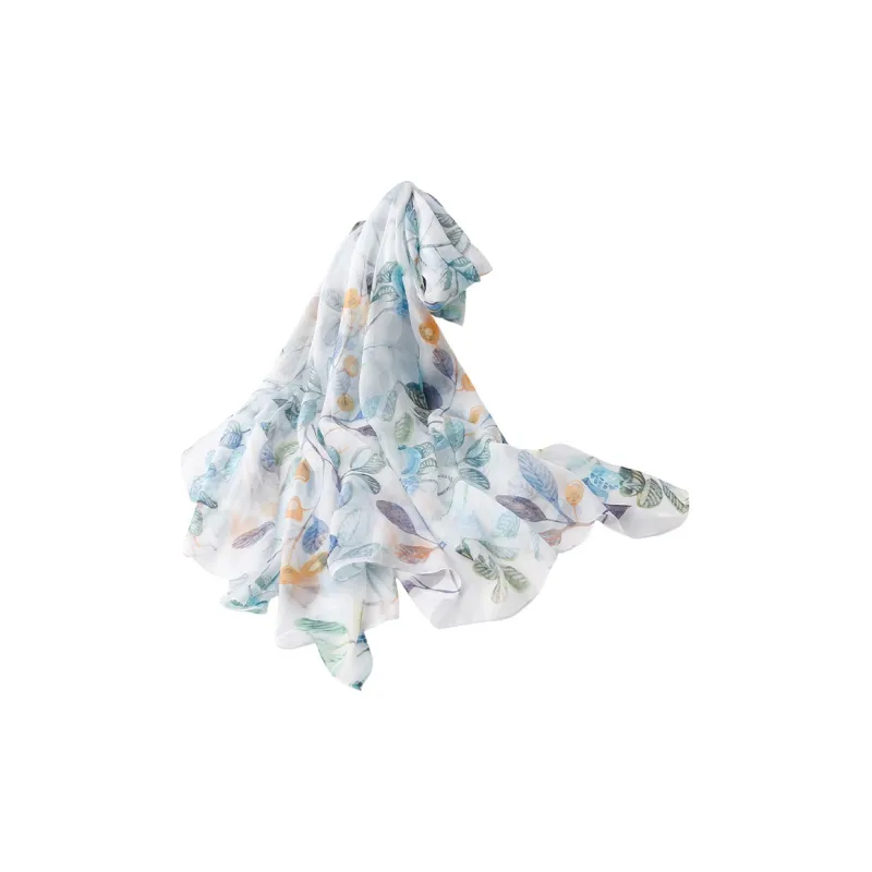 Hang Silk Road Mulberry Silk Silk Scarves Women's Blue-3