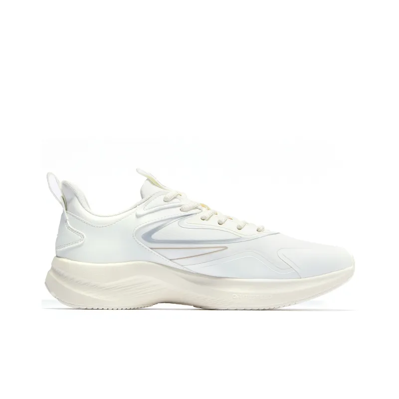 QIAODAN Anti Slip Wear Resistant Low Top Running Shoes Men's White Yellow-1