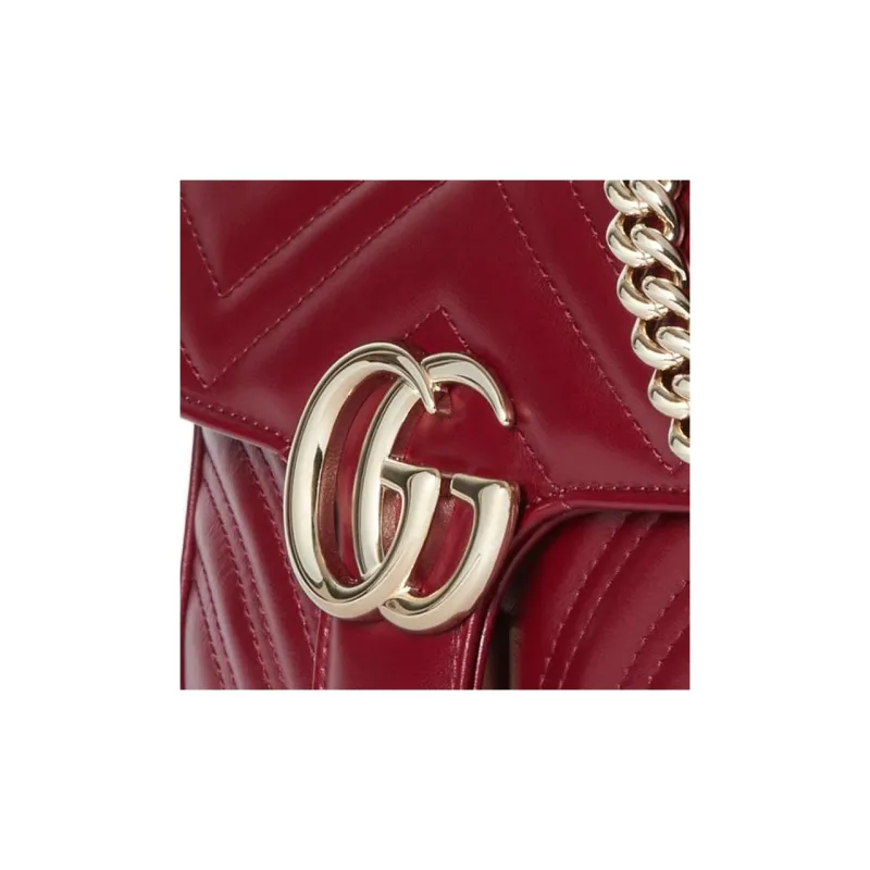 GUCCI GG Marmont Leather Crossbody Bag, Shoulder Bag Women's Burgundy-7