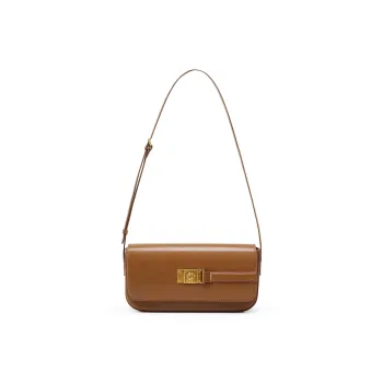 HE BAO BAO Advanced Sensory Pleated Texture Cow Leather Shoulder Bag Crossbody Bag Women's Classic Black/Toffee Brown