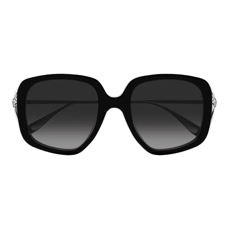 Alexander McQueen Acetate Irregular Shape Sunglasses Men's Silver-1