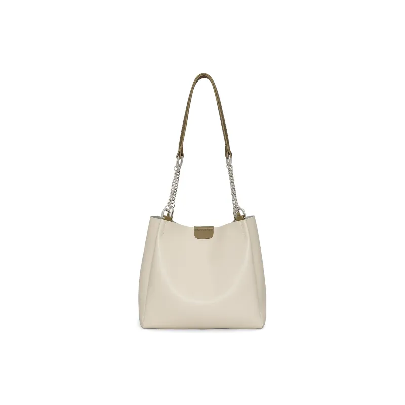 MILLIE'S Cow Leather Underarm Tote Shopping Bag Shoulder Bag Tubas Women's Ecru-3