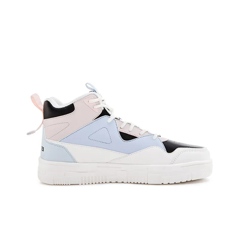 Erke Anti Slip Wear Resistant High Top Skateboard Shoes Women's Black White Blue-1