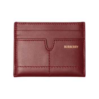 Burberry Calfskin Card Holder Unisex Ruby Color