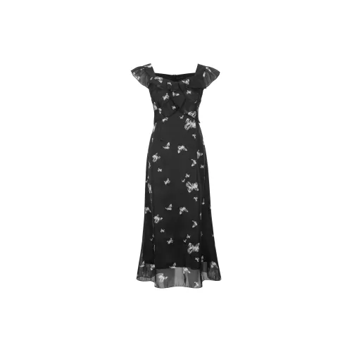 UPNANAWANG Short-Sleeved Dresses Women's Black