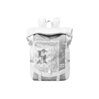 Spare No Pains. Polyester Backpack Large Size Unisex White Gray