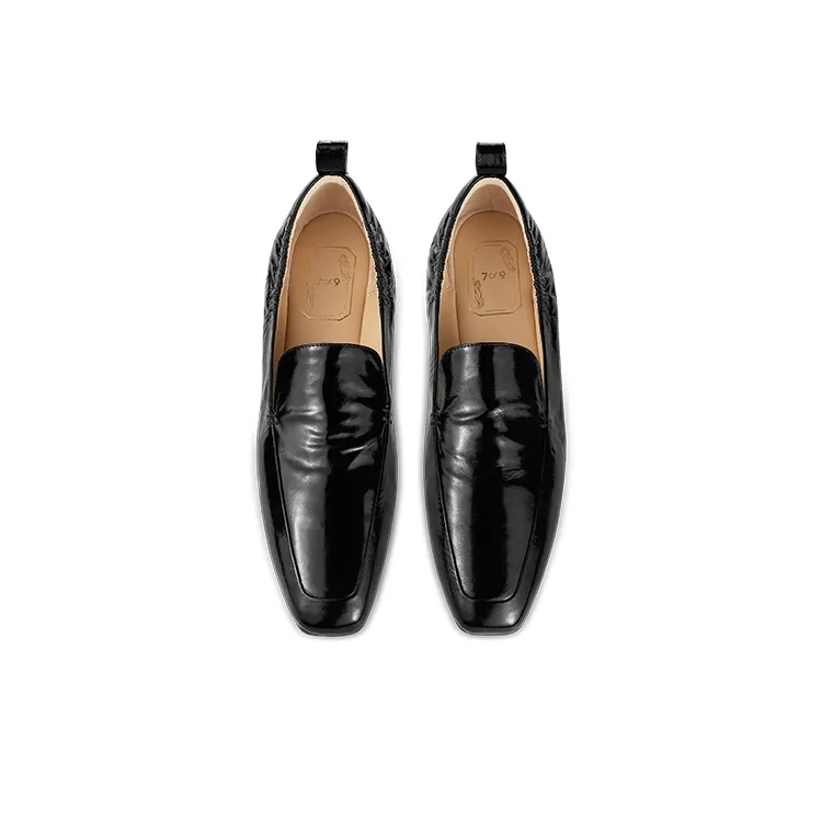 7or9 Black Gold Kesar Casual Single Shoes 1.8cm Women's Black-3