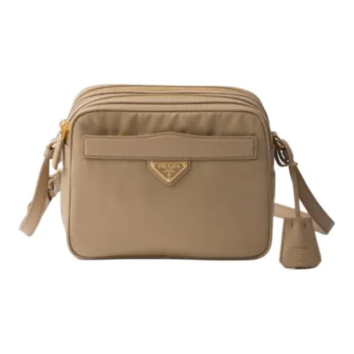 PRADA Re-Edition Recycled Nylon With Patchwork Leather Crossbody Bag Shoulder Bag Women's Camel Brown