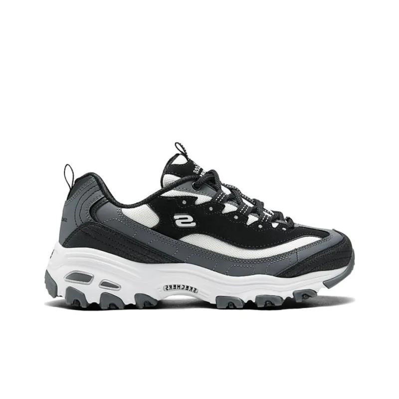 Skechers DLITES Slip Resistant, Abrasion Resistant, Breathable Low Top Running Shoes Women's Black White Gray-1
