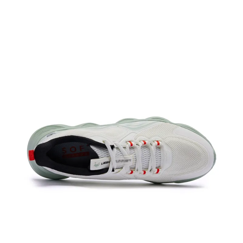 QIAODAN Slip Resistant Low Top Running Shoes Men's White Green-3