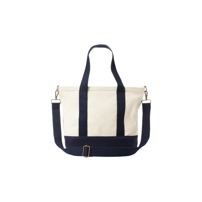 Polo Ralph Lauren Cotton Tote Bag Shopping Bag Shoulder Bag Crossbody Bag Handbag Men's White Dark Blue-2