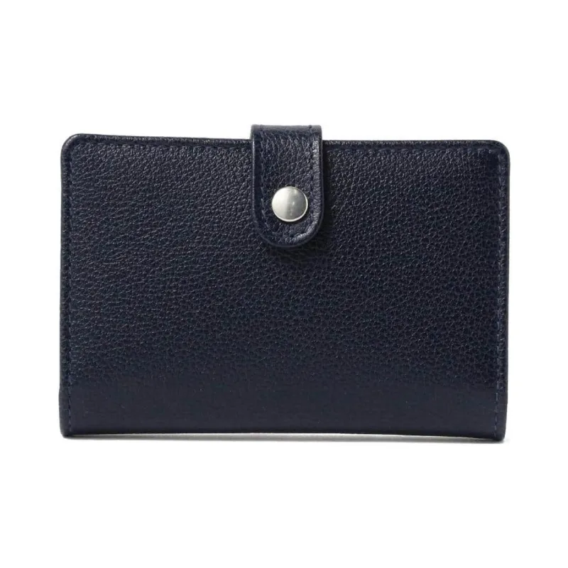 Beams Cow Leather Card Holder Men's Marine Blue/Black-0