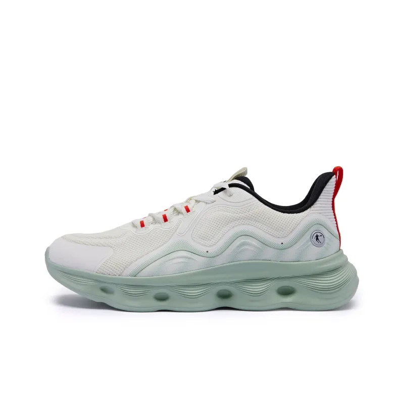 QIAODAN Slip Resistant Low Top Running Shoes Men's White Green-0