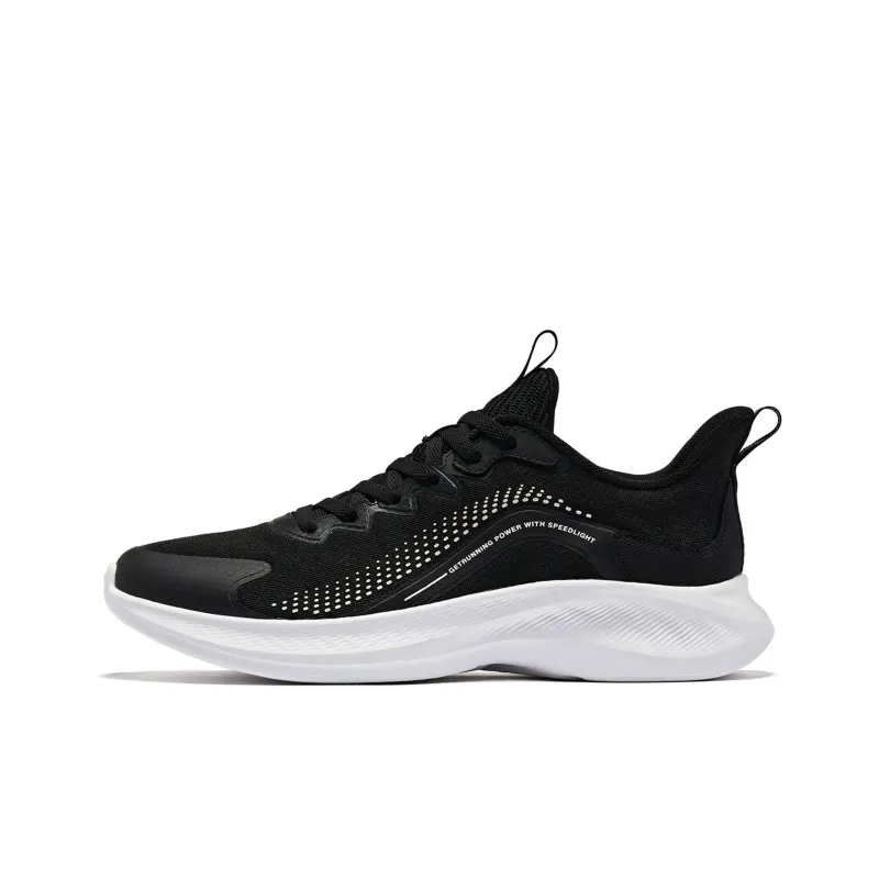 QIAODAN Anti Slip Wear Resistant Low Top Running Shoes Men's Black White-0