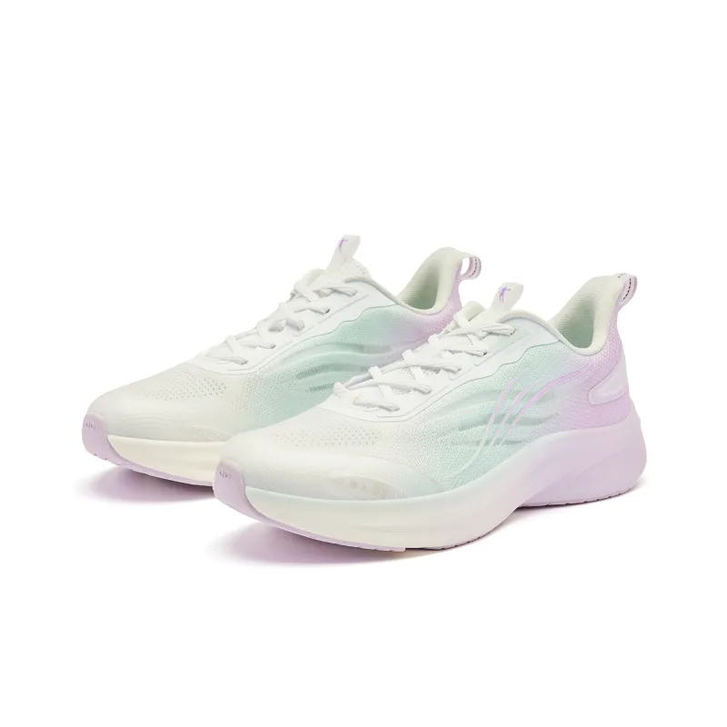 QIAODAN Sigh 5.0 Cushioning And Breathable Low Top Running Shoes Women's White Purple-2