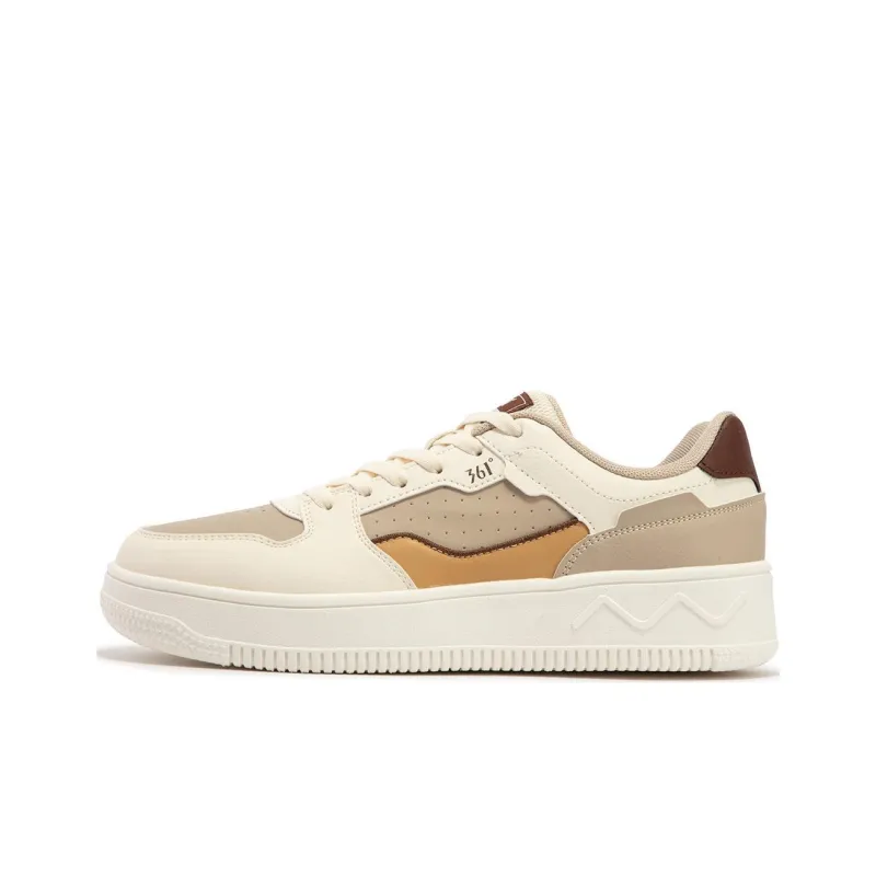 361° Slip-Resistant Cushioning Low-Top Skateboard Shoes Men's Beige Umber Yellow-0