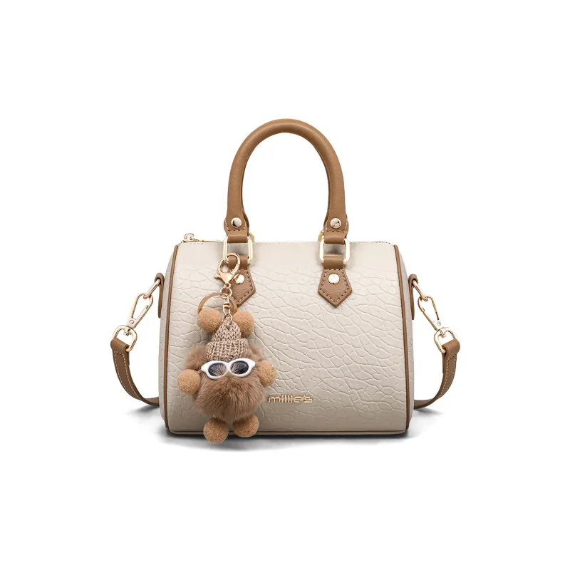 MILLIE'S Cow Leather Handbag, Shoulder Bag, Crossbody Bag Regular Women's Ecru & Apricot-2
