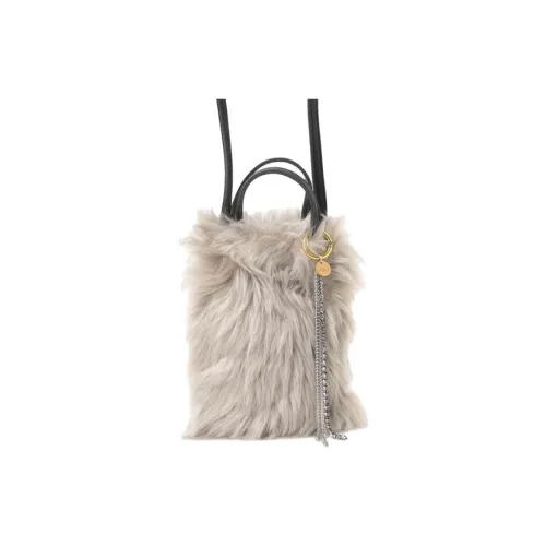 Beams Fur Portable Crossbody Bag Shoulder Bag Mini Women's Light Gray/Orange/Green