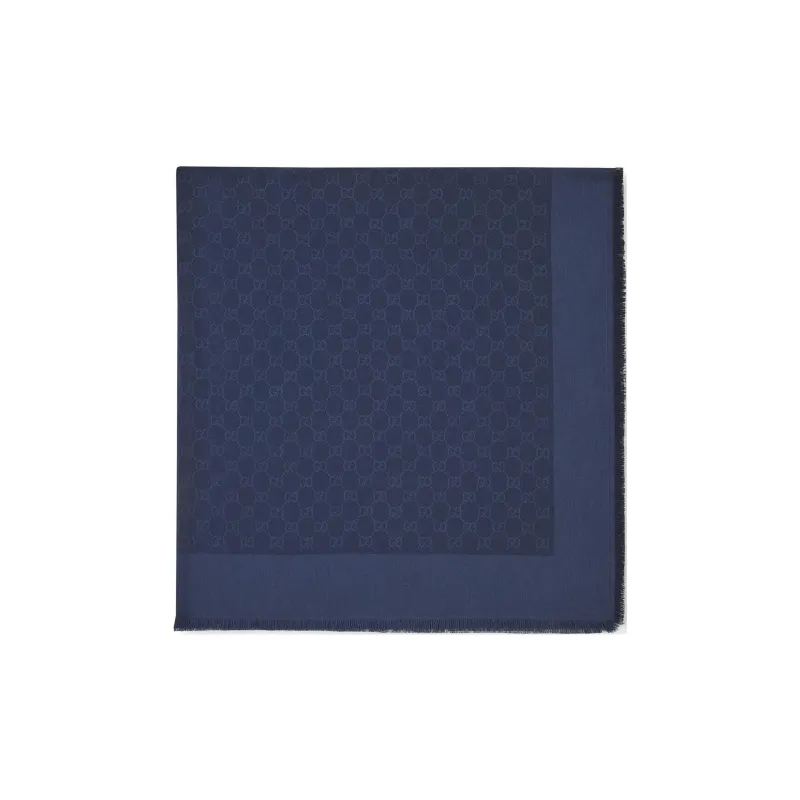 GUCCI Cotton Knit Scarves Women's Blue-1