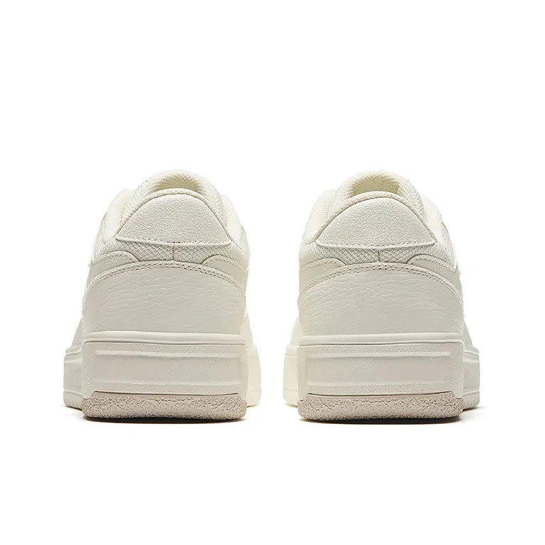 Anta Lightweight White Sneakers Height Increasing Lightweight Low Top Skateboard Shoes Women's Ivory White-3
