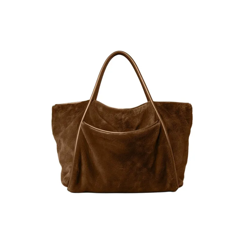 Alo Yoga Faux Fur Handbag Regular Unisex Chocolate-1