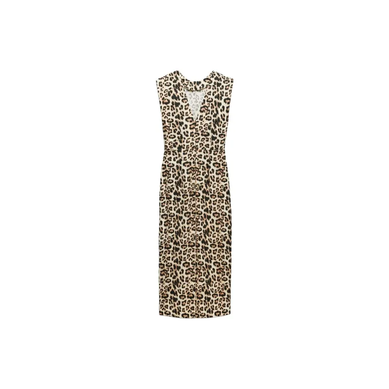 ZARA Sleeveless Dress Women's Leopard Print-1