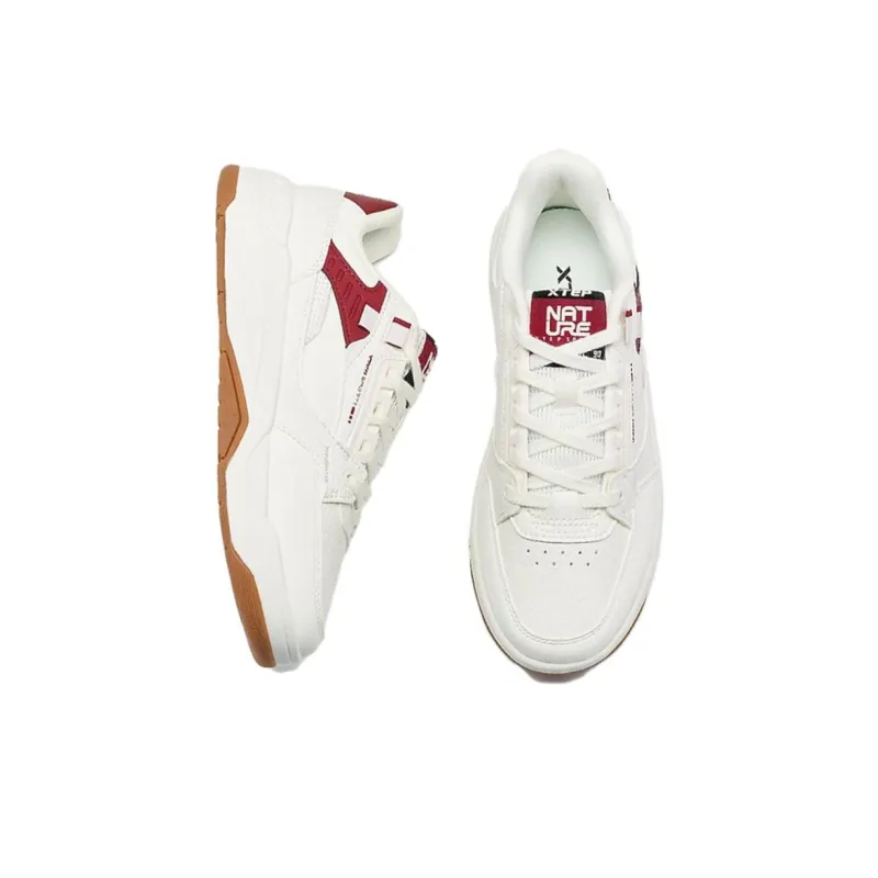 XTEP New Dawn Lightweight Low Top Skateboard Shoes Women's White Red-3