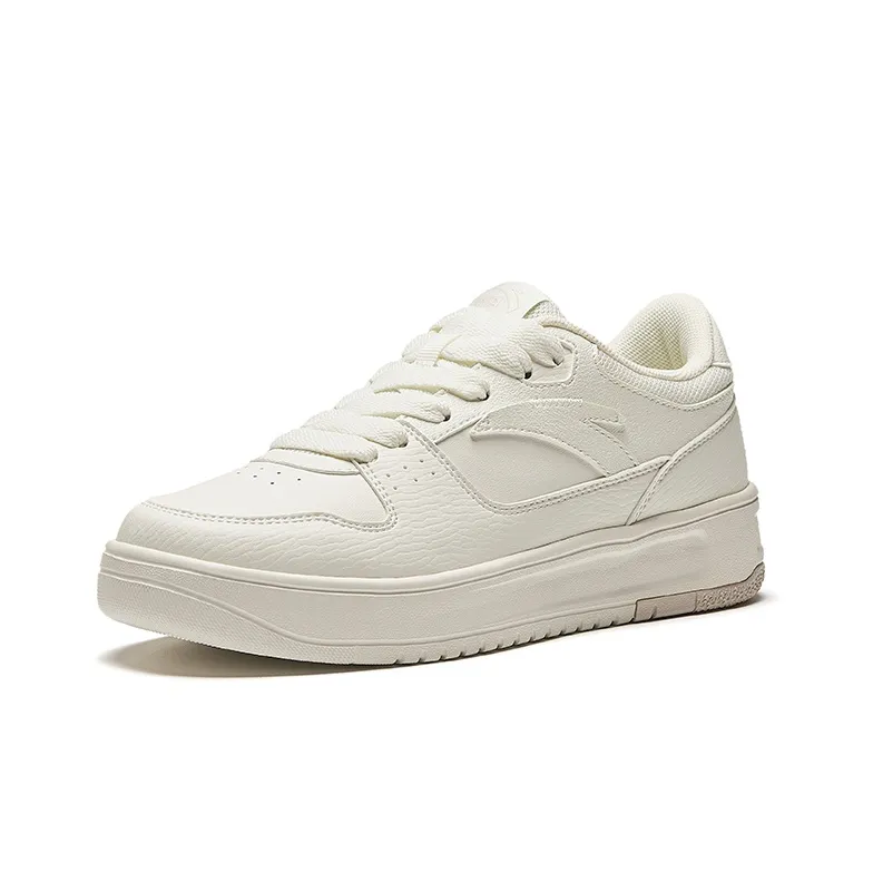 Anta Lightweight White Sneakers Height Increasing Lightweight Low Top Skateboard Shoes Women's Ivory White-1