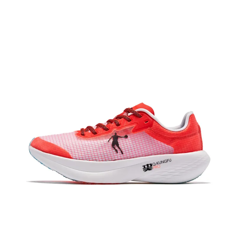 QIAODAN Flying Shadow PB1.0 Slip Resistant, Abrasion Resistant, Lightweight Low Top Running Shoes Women's Orange Blue-0