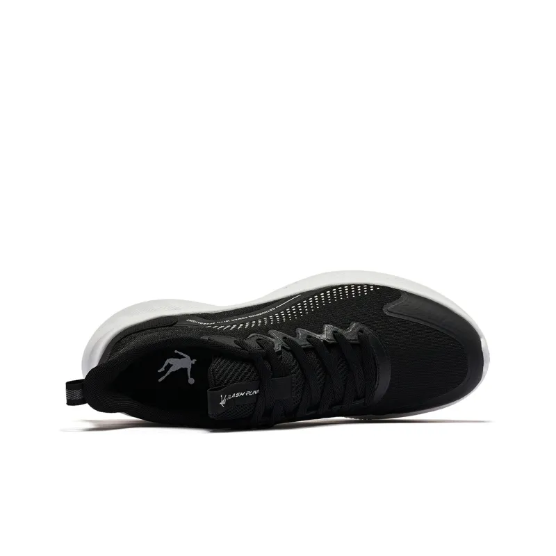 QIAODAN Anti Slip Wear Resistant Low Top Running Shoes Men's Black White-3